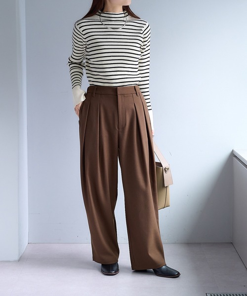 PUAL CE CIN（ピュアルセシン）の「ツータック起毛スラックスパンツ（スラックス・レディース・グレー/ダークブラウン/ベージュ・FREE）」の22枚目の写真