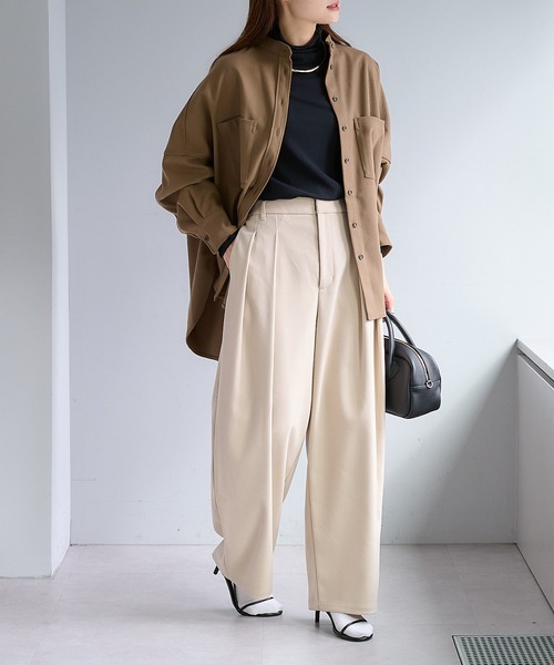 ツータック起毛スラックスパンツ（スラックス）｜PUAL CE CIN