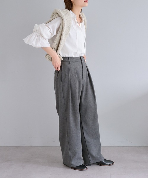 PUAL CE CIN（ピュアルセシン）の「ツータック起毛スラックスパンツ（スラックス・レディース・グレー/ダークブラウン/ベージュ・FREE）」の15枚目の写真