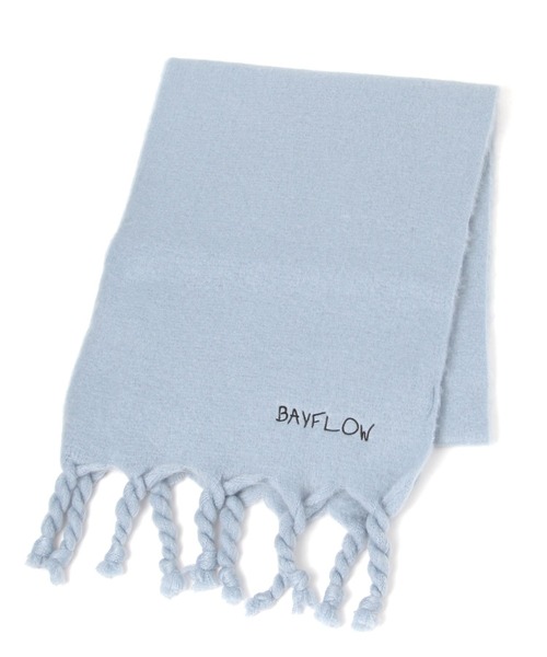 BAYFLOW（ベイフロー）の「[今年らしいボリューム感]ロゴ刺繍マフラー（マフラー・レディース・オフホワイト/サックスブルー・FREE）」の7枚目の写真