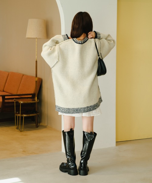 Kastane（カスタネ）の「【リバーシブル】衿ラインロゴニット（ニット/セーター・レディース・チャコールグレー/ブラウン/アイボリー・FREE）」の13枚目の写真