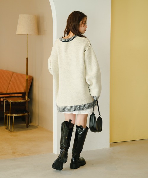 Kastane（カスタネ）の「【リバーシブル】衿ラインロゴニット（ニット/セーター・レディース・チャコールグレー/ブラウン/アイボリー・FREE）」の14枚目の写真