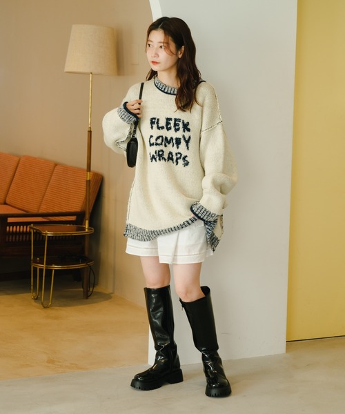 Kastane（カスタネ）の「【リバーシブル】衿ラインロゴニット（ニット/セーター・レディース・チャコールグレー/ブラウン/アイボリー・FREE）」の11枚目の写真