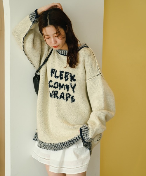 Kastane（カスタネ）の「【リバーシブル】衿ラインロゴニット（ニット/セーター・レディース・チャコールグレー/ブラウン/アイボリー・FREE）」の6枚目の写真