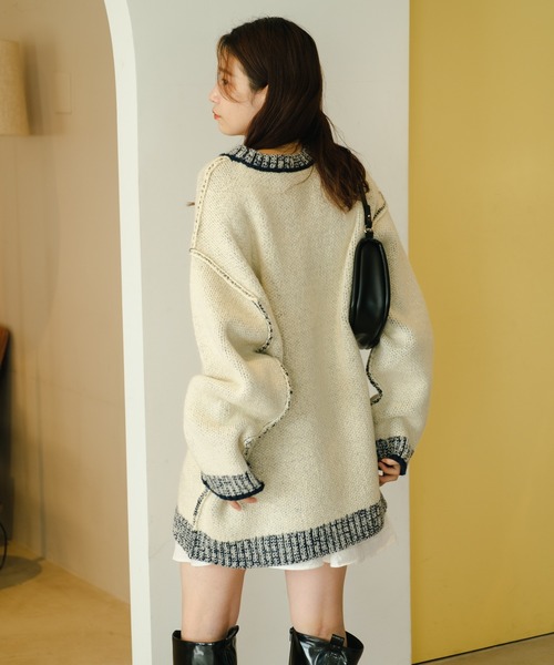 Kastane（カスタネ）の「【リバーシブル】衿ラインロゴニット（ニット/セーター・レディース・チャコールグレー/ブラウン/アイボリー・FREE）」の9枚目の写真