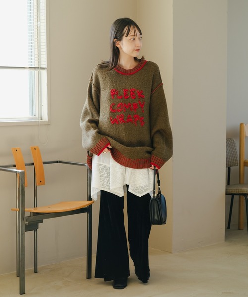 Kastane（カスタネ）の「【リバーシブル】衿ラインロゴニット（ニット/セーター・レディース・チャコールグレー/ブラウン/アイボリー・FREE）」の20枚目の写真