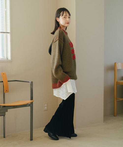 Kastane（カスタネ）の「【リバーシブル】衿ラインロゴニット（ニット/セーター・レディース・チャコールグレー/ブラウン/アイボリー・FREE）」の22枚目の写真