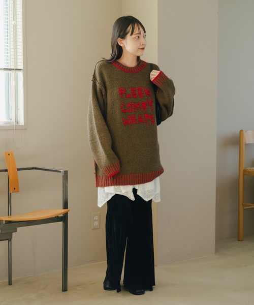 Kastane（カスタネ）の「【リバーシブル】衿ラインロゴニット（ニット/セーター・レディース・チャコールグレー/ブラウン/アイボリー・FREE）」の21枚目の写真