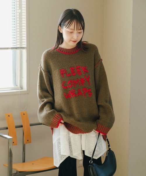 Kastane（カスタネ）の「【リバーシブル】衿ラインロゴニット（ニット/セーター・レディース・チャコールグレー/ブラウン/アイボリー・FREE）」の16枚目の写真