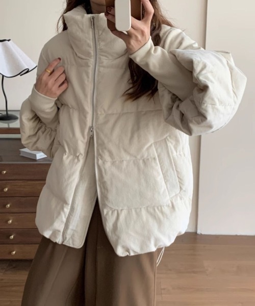 セール】オーバーサイズ コーデュロイ ロングカフスリブ エコダウン