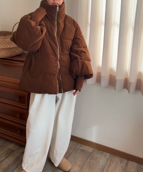 セール】オーバーサイズ コーデュロイ ロングカフスリブ エコダウン