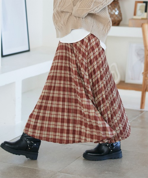 KOBE LETTUCE（コウベレタス）の「ウエストラインゴムチェックスカート（スカート・レディース・ブラック/グリーン/ブラウン・M）」の6枚目の写真
