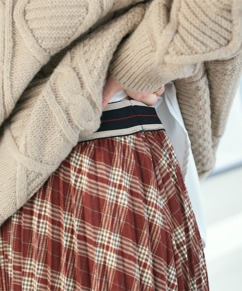 KOBE LETTUCE（コウベレタス）の「ウエストラインゴムチェックスカート（スカート・レディース・ブラック/グリーン/ブラウン・M）」の7枚目の写真