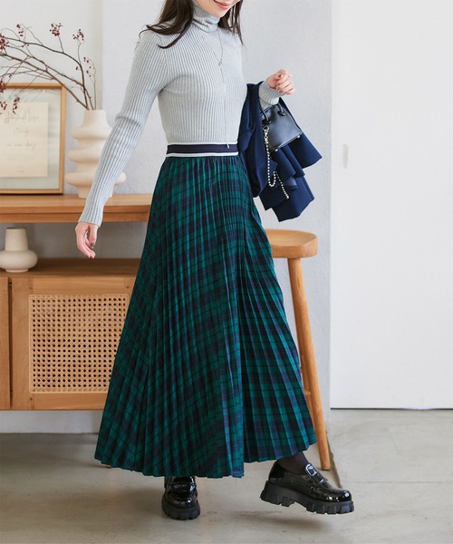 KOBE LETTUCE（コウベレタス）の「ウエストラインゴムチェックスカート（スカート・レディース・ブラック/グリーン/ブラウン・M）」の9枚目の写真