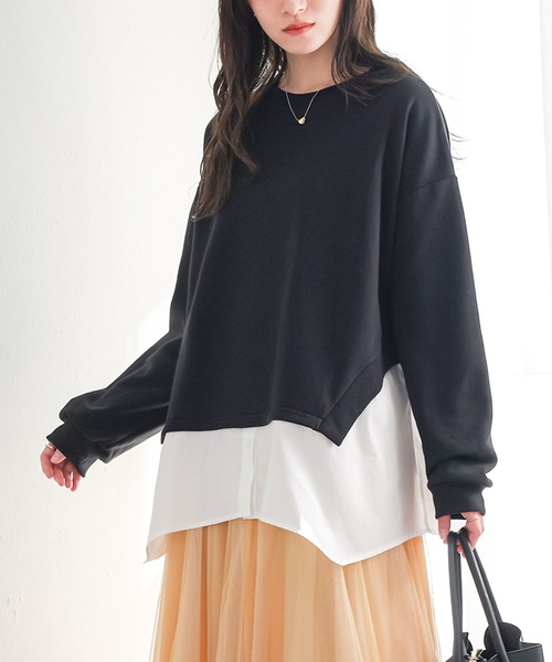 n'OrLABEL（ノアールレーベル）の「『シャツドッキングスウェット』（スウェット・レディース・アイボリー/杢グレー/ブラック・FREE）」の3枚目の写真