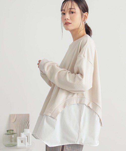 n'OrLABEL（ノアールレーベル）の「『シャツドッキングスウェット』（スウェット・レディース・アイボリー/杢グレー/ブラック・FREE）」の4枚目の写真