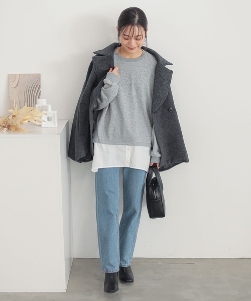 n'OrLABEL（ノアールレーベル）の「『シャツドッキングスウェット』（スウェット・レディース・アイボリー/杢グレー/ブラック・FREE）」の13枚目の写真