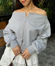 ジップオフショルスウェット