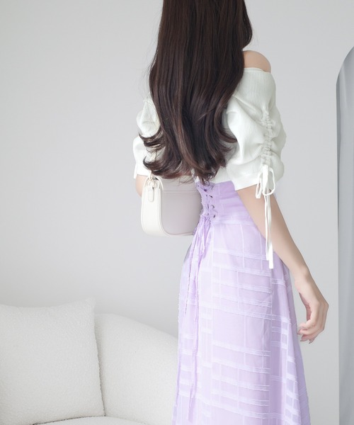 セール】【mily bilet】1枚で映える主役級。オフショル2wayパフ袖