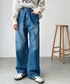 GeeRA（ジーラ）の「美脚見え！２ボタンウエストワイドデニムパンツ（デニムパンツ・SMALL）」
