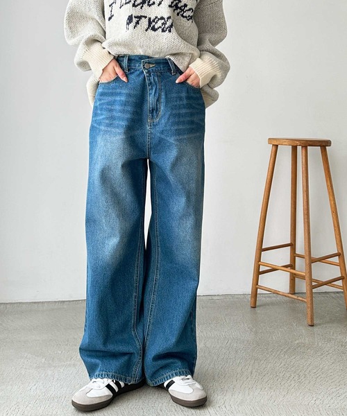 m*★様 カレンソロジー 定価2,8万 ハイウエストリジット風デニムパンツ 24 セール】【ウエスト調節可/S-XL展開】】秋にぴったり。ウエスト2