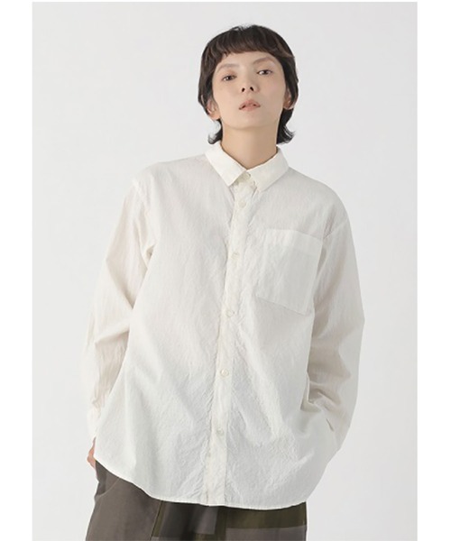 Plantation(プランテーション)の「シュリンクブロードファイン / シャツ / (O)(シャツ/ブラウス・レディース・オフホワイト/ブラック・M size)」の1枚目の写真