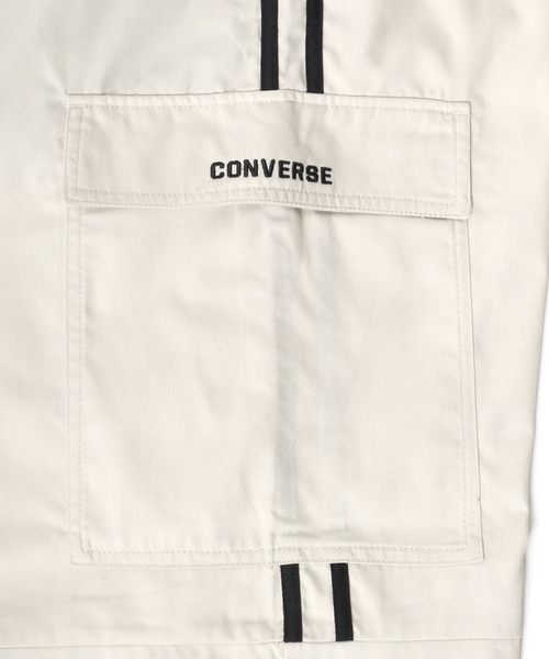 CONVERSE（コンバース）の「CONVERSE/コンバース ワンポイント刺繍  サイドライン ワイドカーゴパンツ レディース メンズ イージーパンツ（カーゴパンツ・メンズ・ブラック/オフホワイト/カーキ・LL/L/M）」の4枚目の写真