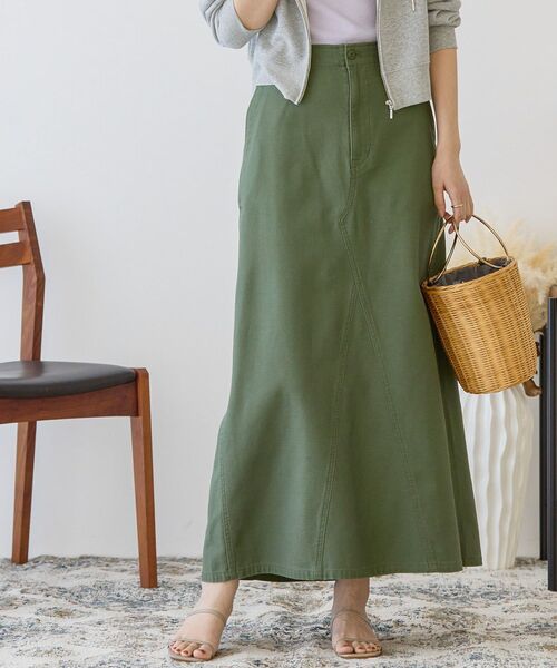 AMERICAN HOLIC(アメリカンホリック)の「ベイカースカート(スカート・レディース・カーキ/アイボリー・S/M/L)」の6枚目の写真