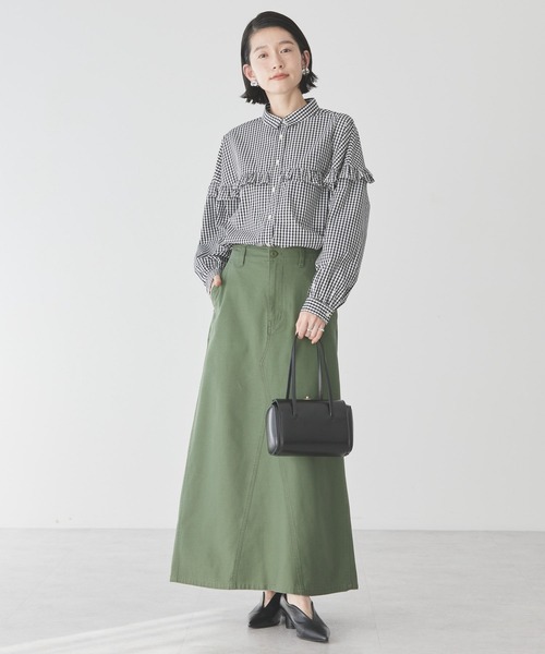 AMERICAN HOLIC(アメリカンホリック)の「ベイカースカート(スカート・レディース・カーキ/アイボリー・S/M/L)」の3枚目の写真