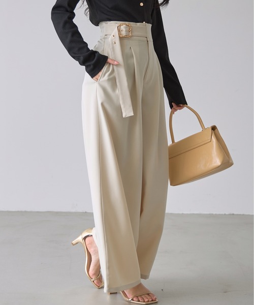 SS25【 MAX MARA STUDIO 】NEOTTIA ベルト付き ワイドパンツ Women's S Max Mara Potenza cotton blend pants 2429786021600