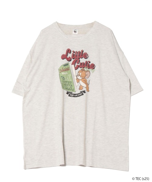Tom&Jerry(トムアンドジェリー)の「【公式】トムとジェリー 天竺七分袖BIGTシャツ(Tシャツ/カットソー・レディース・パープル/ブラック/ブルー/オートミール・M/L)」の3枚目の写真