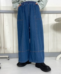 CRB（シーアールビー）の「デニム切替ワイドパンツ（デニムパンツ）」