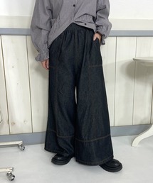 CRB（シーアールビー）の「デニム切替ワイドパンツ（デニムパンツ）」