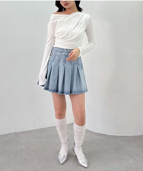 archives(アルシーヴ)の「タックカットドレープTOPS(Tシャツ/カットソー・レディース・オフホワイト/チャコールグレー/ブルー・MEDIUM)」の16枚目の写真