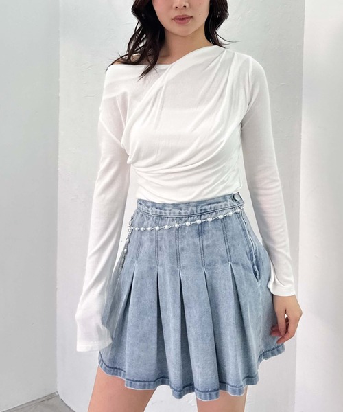 archives(アルシーヴ)の「タックカットドレープTOPS(Tシャツ/カットソー・レディース・オフホワイト/チャコールグレー/ブルー・MEDIUM)」の14枚目の写真