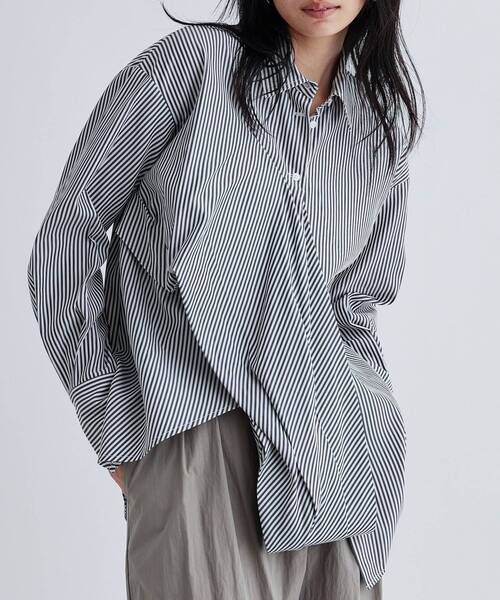 【返品?交換対象商品】 セール】マルチウェイストライプカシュクールシャツ（シャツ トップス