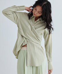 【 GALLEST (ギャレスト) 】マルチウェイストライプカシュクールシャツ マルチウェイストライプカシュクールシャツ（シャツ・ブラウス