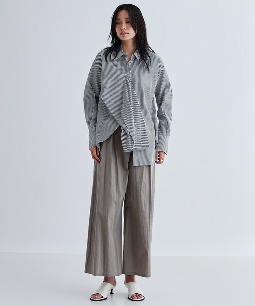 人気商品 セール】マルチウェイストライプカシュクールシャツ（シャツ トップス
