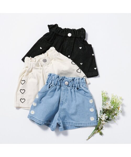 apres les cours(アプレレクール)の「【ジュニア対応】ハート・フラワー刺繍ショートパンツ(その他パンツ・キッズ・ブラック/アイボリー/ブルー・110/120/80/130/140/90/100)」の7枚目の写真