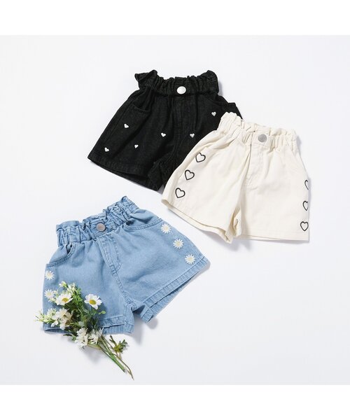 セール】【ジュニア対応】ハート・フラワー刺繍ショートパンツ（その他