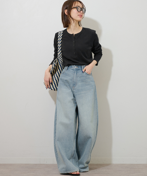 JOURNAL STANDARD relume(ジャーナルスタンダード レリューム)の「ベアテレコ2WAYヘンリーネックプルオーバー(Tシャツ/カットソー・レディース・ブラック/チャコールグレー/ホワイト系その他/ホワイト・FREE)」の5枚目の写真