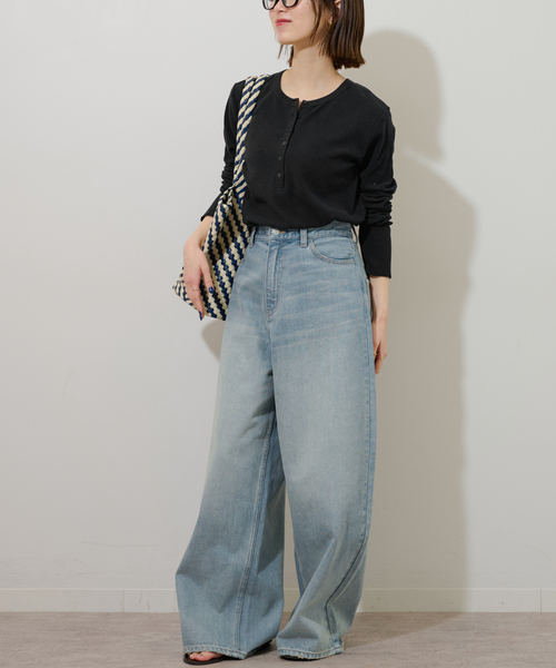 JOURNAL STANDARD relume(ジャーナルスタンダード レリューム)の「ベアテレコ2WAYヘンリーネックプルオーバー(Tシャツ/カットソー・レディース・ブラック/チャコールグレー/ホワイト系その他/ホワイト・FREE)」の6枚目の写真