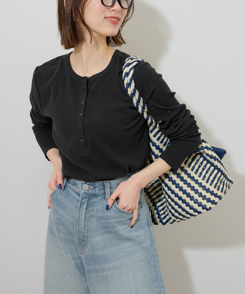 JOURNAL STANDARD relume(ジャーナルスタンダード レリューム)の「ベアテレコ2WAYヘンリーネックプルオーバー(Tシャツ/カットソー・レディース・ブラック/チャコールグレー/ホワイト系その他/ホワイト・FREE)」の8枚目の写真