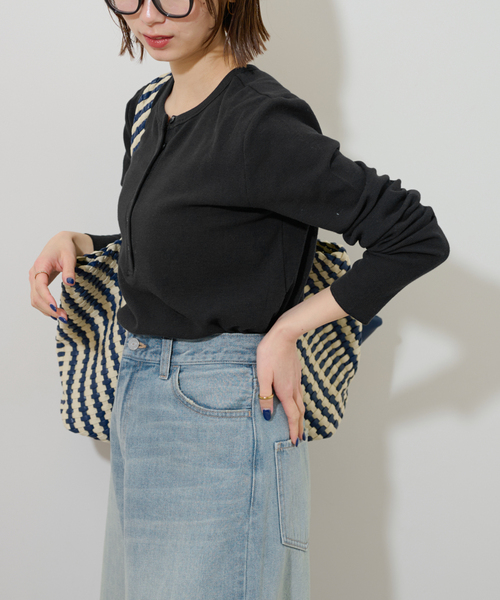 JOURNAL STANDARD relume(ジャーナルスタンダード レリューム)の「ベアテレコ2WAYヘンリーネックプルオーバー(Tシャツ/カットソー・レディース・ブラック/チャコールグレー/ホワイト系その他/ホワイト・FREE)」の10枚目の写真