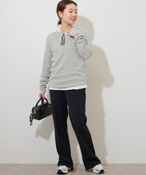 JOURNAL STANDARD relume(ジャーナルスタンダード レリューム)の「ベアテレコ2WAYヘンリーネックプルオーバー(Tシャツ/カットソー・レディース・ブラック/チャコールグレー/ホワイト系その他/ホワイト・FREE)」の12枚目の写真