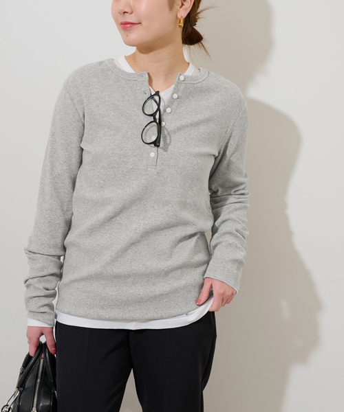 JOURNAL STANDARD relume(ジャーナルスタンダード レリューム)の「ベアテレコ2WAYヘンリーネックプルオーバー(Tシャツ/カットソー・レディース・ブラック/チャコールグレー/ホワイト系その他/ホワイト・FREE)」の15枚目の写真