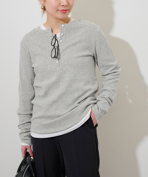 JOURNAL STANDARD relume(ジャーナルスタンダード レリューム)の「ベアテレコ2WAYヘンリーネックプルオーバー(Tシャツ/カットソー・レディース・ブラック/チャコールグレー/ホワイト系その他/ホワイト・FREE)」の16枚目の写真