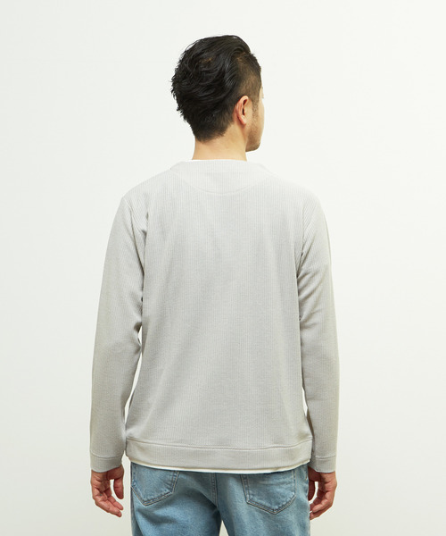 MEN'S MELROSE(メンズメルローズ)の「リンクスストライプフェイクレイヤードキーネックTシャツ(Tシャツ/カットソー・メンズ・ブラック/ライトグレー/ネイビー・3/2/4)」の13枚目の写真