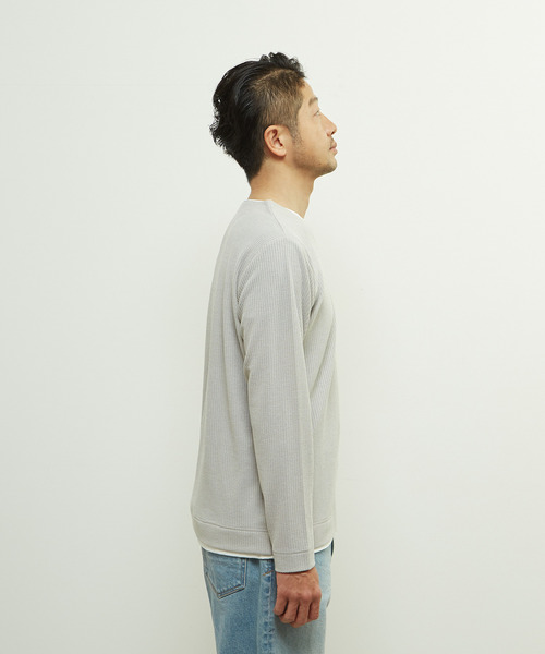 MEN'S MELROSE(メンズメルローズ)の「リンクスストライプフェイクレイヤードキーネックTシャツ(Tシャツ/カットソー・メンズ・ブラック/ライトグレー/ネイビー・3/2/4)」の12枚目の写真
