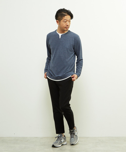 MEN'S MELROSE(メンズメルローズ)の「リンクスストライプフェイクレイヤードキーネックTシャツ(Tシャツ/カットソー・メンズ・ブラック/ライトグレー/ネイビー・3/2/4)」の21枚目の写真